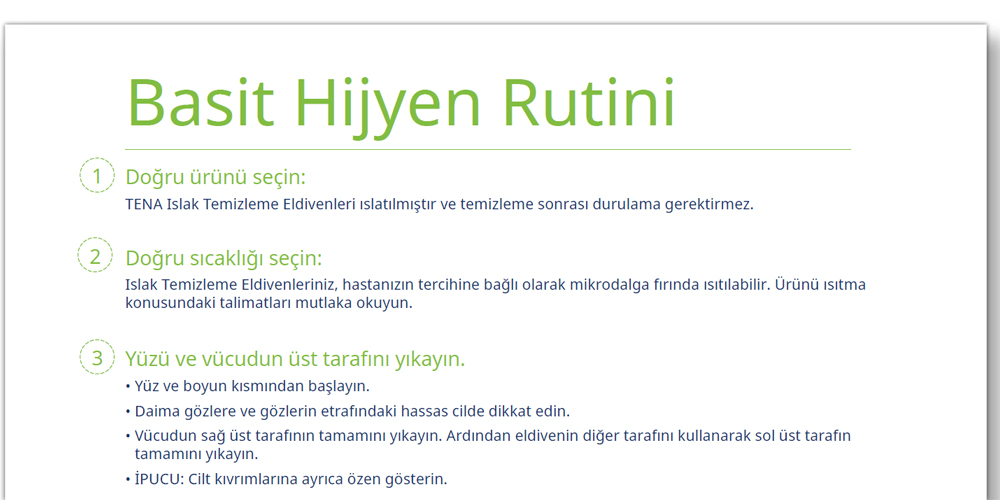 TENA Ailede Bakım Sağlayan Kişi Basit Hijyen Rutini Taslağının görünümü TENA Ailede Bakım Sağlayan Kişi Basit Hijyen Rutini Taslağının görünümü